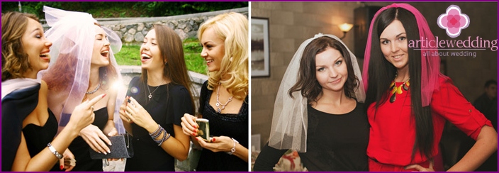 Original models of a veil for a bachelorette party