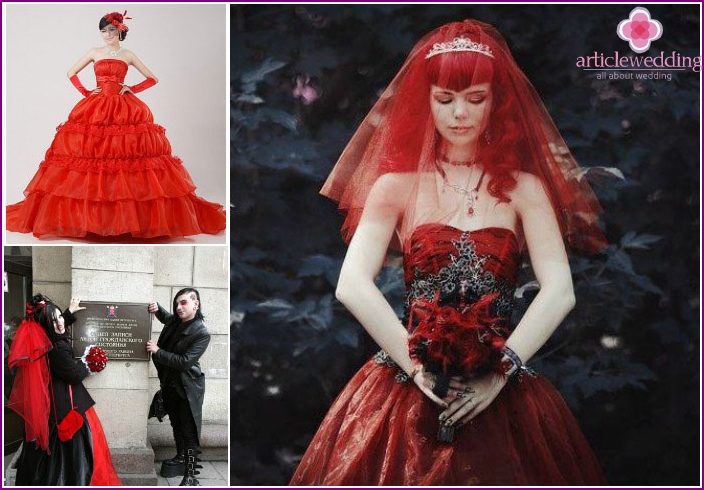 Scarlet veil with gothic options for dresses