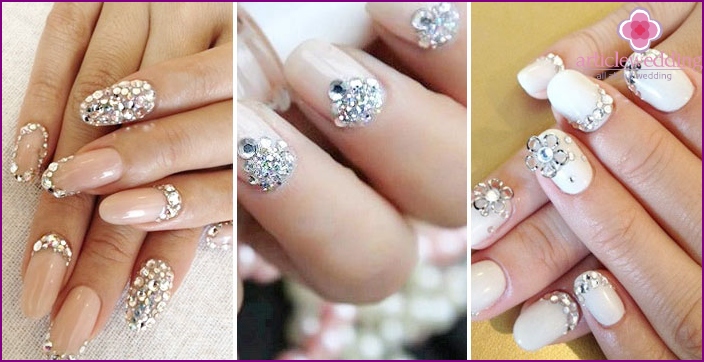 We decorate nails for the wedding with Swarovski crystals