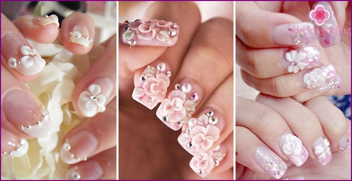 Three-dimensional figures with pebbles for nails for a wedding