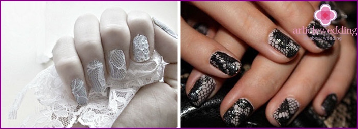 We decorate the nails of the bride with lace