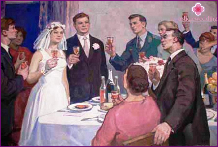 Wedding toasts at the table