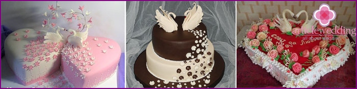 Cisnes de chocolate branco para bolo de casamento