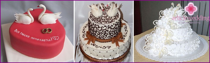 Cakes with swans as a symbol of fidelity