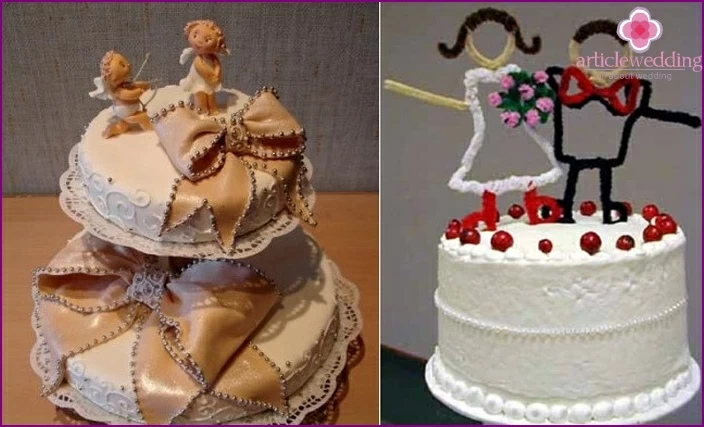 Fancy wedding figurines on the cake