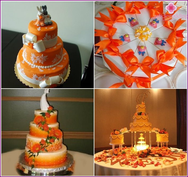 Orange Farbe Kuchen für eine Hochzeit