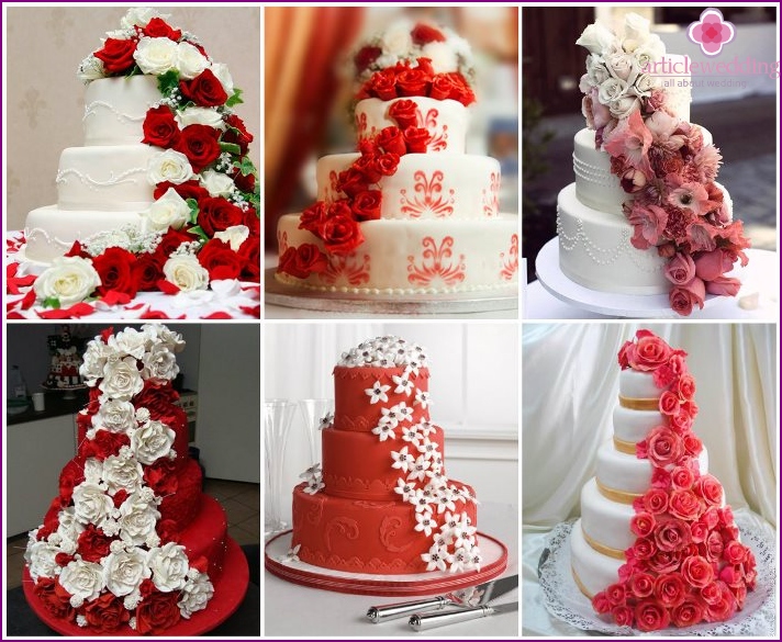 Cascade de fleurs pour un gâteau de mariage