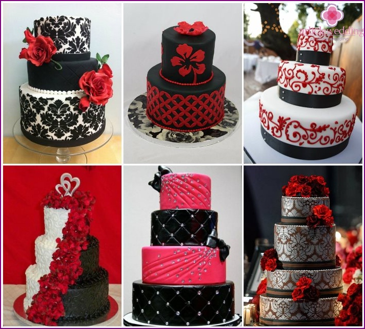 Black and red wedding cake