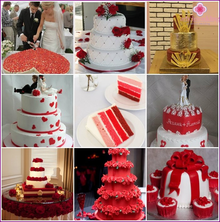 Hochzeitstorten in rot und weiß