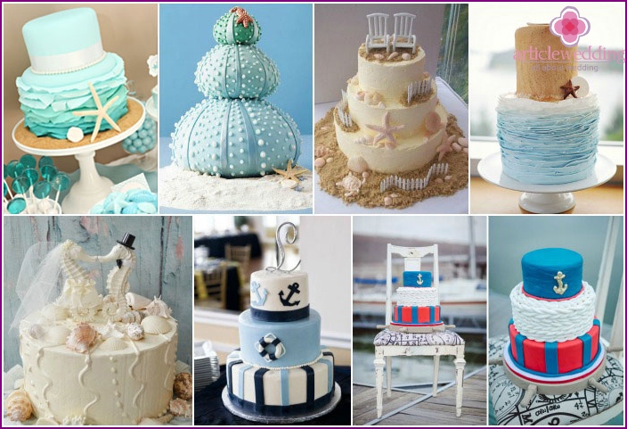 Shades of a wedding sweet dessert in the style of the sea
