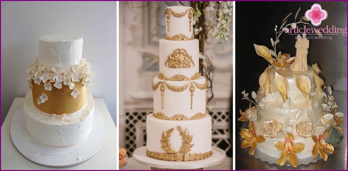 Pastries with a golden decor for 50 years of wedding