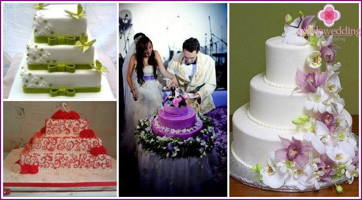 Három rétegű esküvői torta