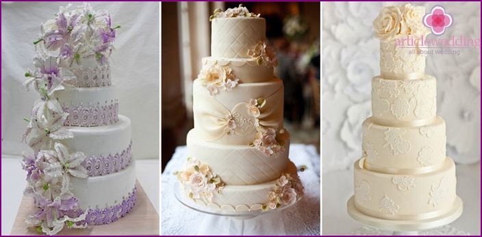 Fotó esküvői sütemények, fehér