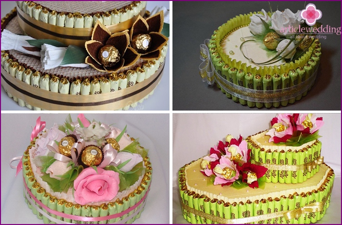 Opções de decoração de bolo de casamento doces