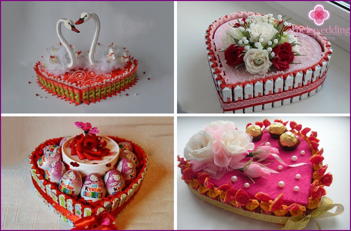 Heart shaped candy cakes