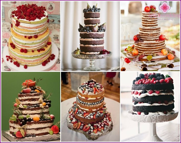 Popular decoration Naked cake with berries, fruits