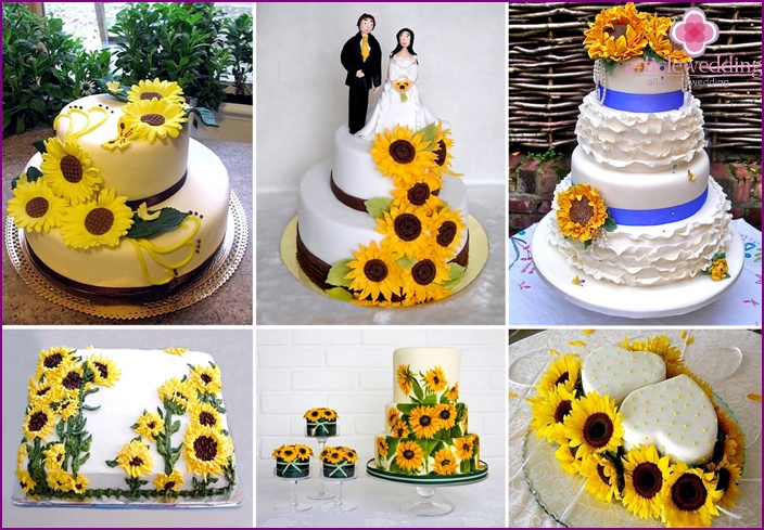 Ukrainian style cake with sunflowers