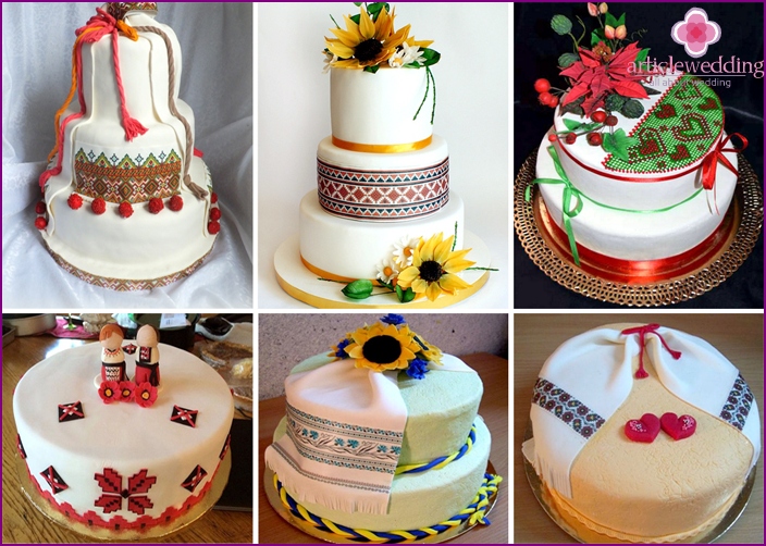 Wedding dessert with traditional Ukrainian ornament