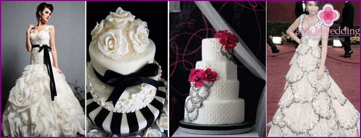 Wedding cake in the color of the dress of the bride