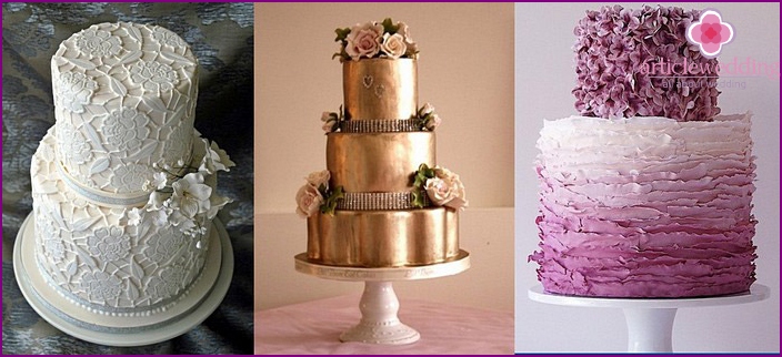 Fashionable wedding cakes with mastic