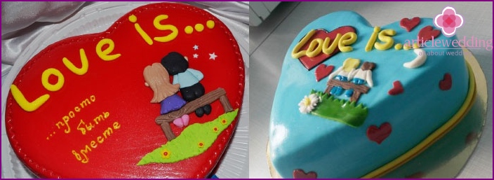 Love cake made in the form of heart