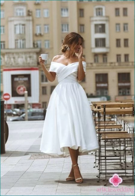 Interesting Midi Length Wedding Dress