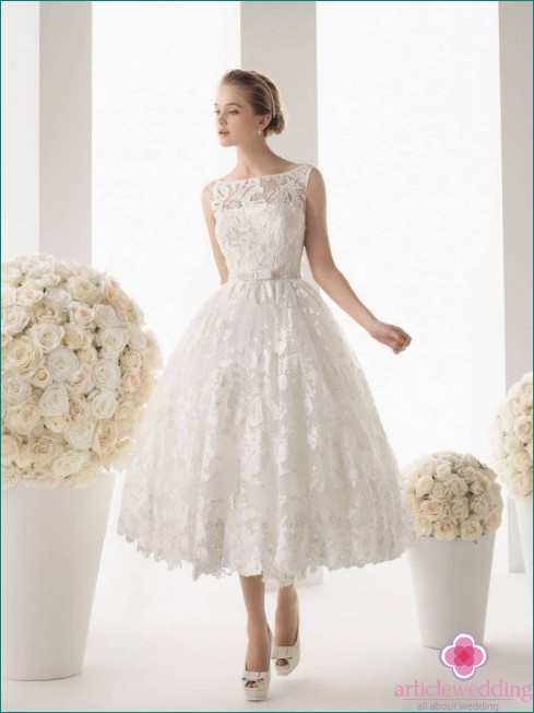 Ball Gown Midi Length Wedding Dress
