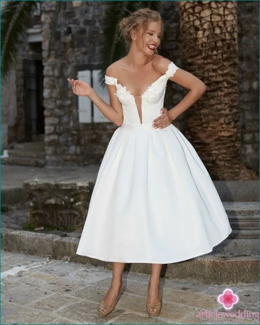 New Bow Style Midi Wedding Dress