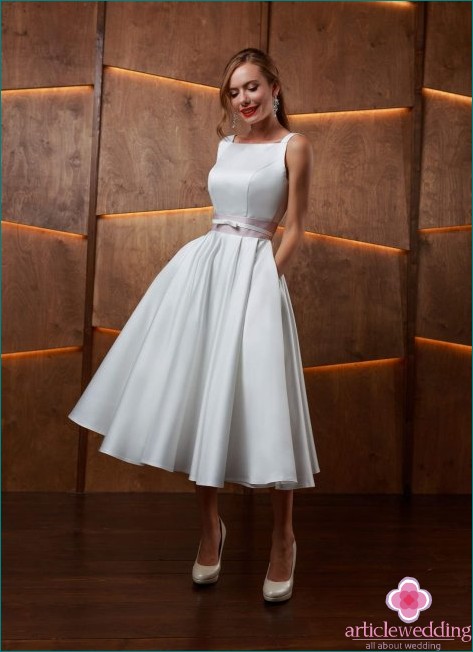 Satin Midi Wedding Dress