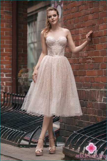 Powdery Midi Wedding Dress