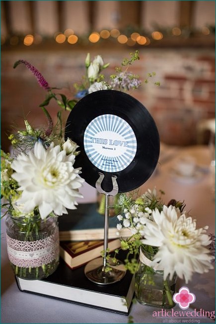 Decoración de boda de disco de vinilo