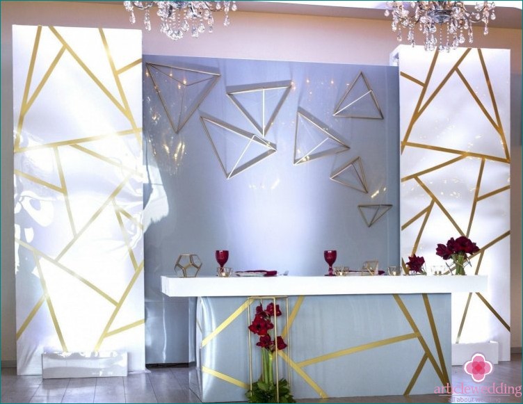 Geometría en el diseño del salón de banquetes.